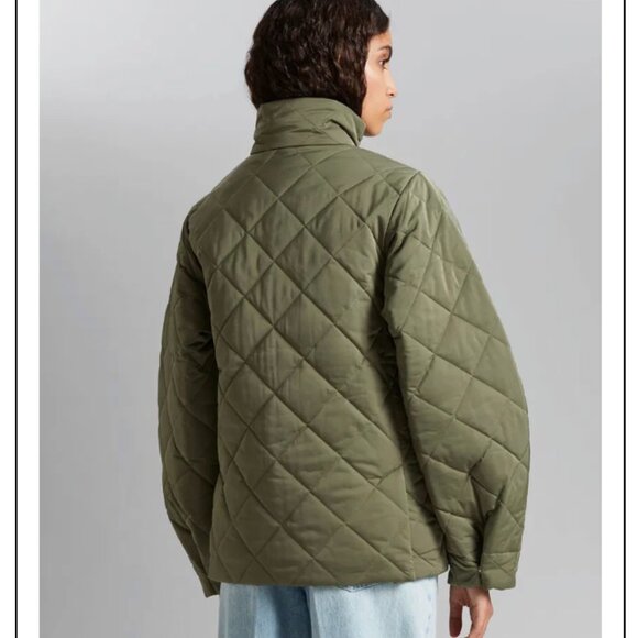 & OTHER STORIES Diamond-Quilted Jacket in Khaki Size XS - Picture 3 of 13